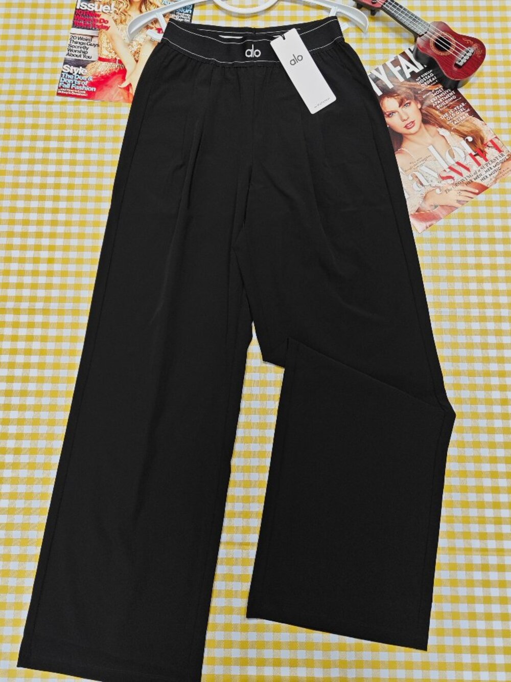 🥑NWT ALO Yoga Suit Up Trouser Black🥰Women's Versatile Wide Leg Pants (Regular） - Picture 5 of 8